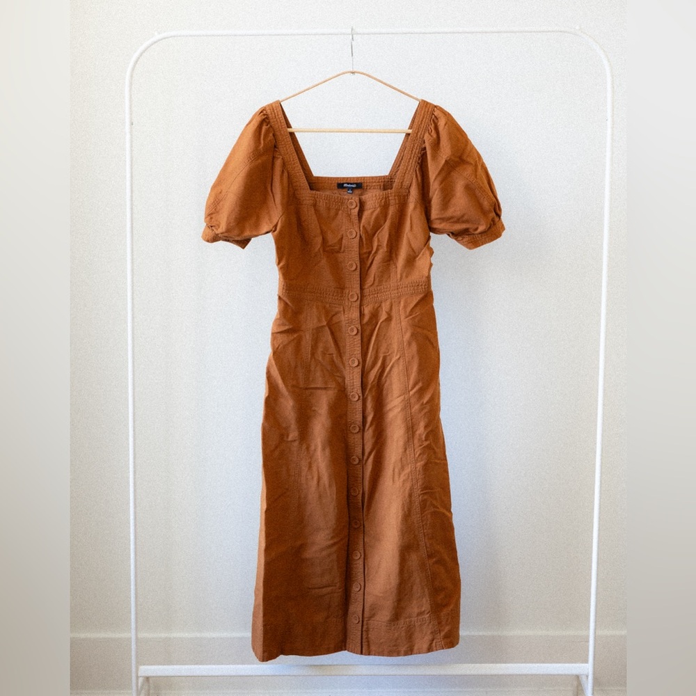 Madewell Cottage Core Rust Button-Down Dress